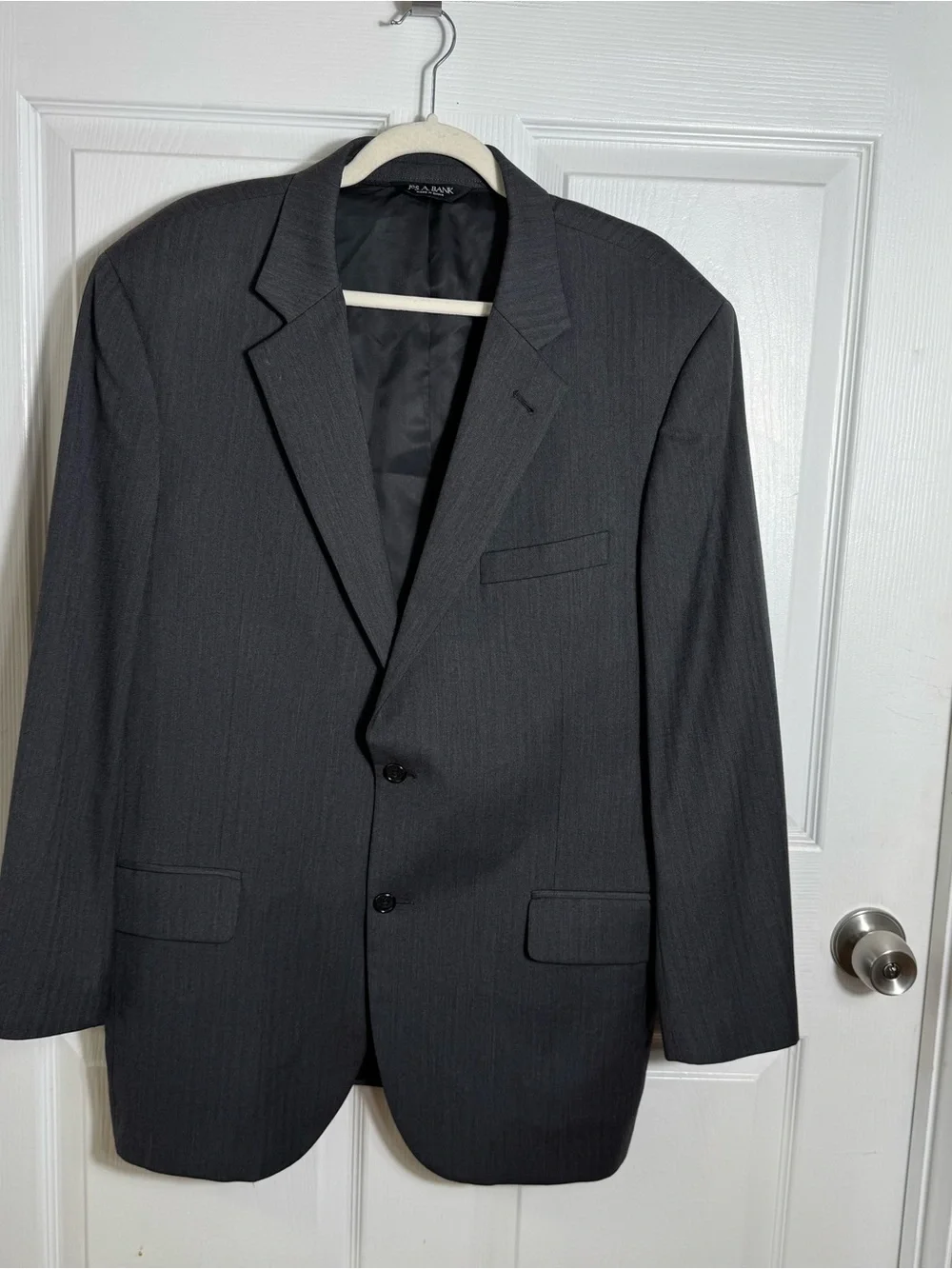 Jos A Bank 100% Wool Blazer Sport Coat Gray Tailored Jacket 43R